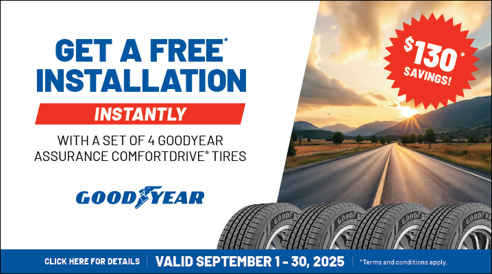 Goodyear tires promotion. Valid from Sep 1st - Sep 30th 2025